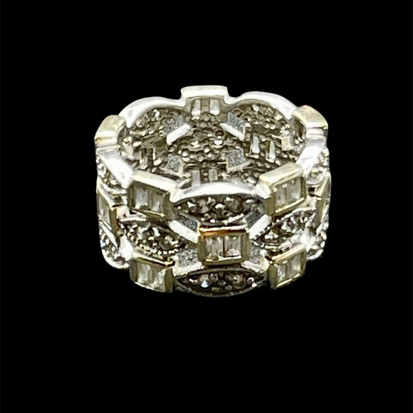 Sterling & cz triple deco ring - Picture 3 of 5
